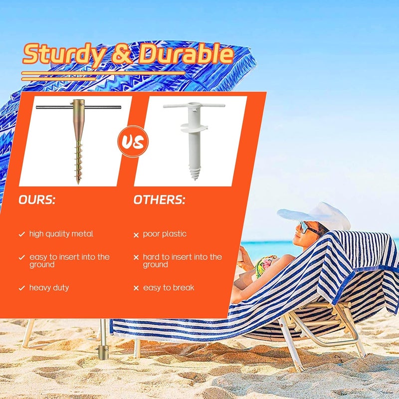 FactionGarden Beach Umbrella Sand Anchor, 2 Pack Heavy Duty Umbrella Stand Outdoor Base 17 Inches Metal No Dig Ground Umbrella Holder, Christmas Tree Stand Base - Image 3